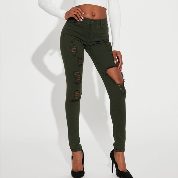 Fashion Nova Denim - NWT. Fashion Nova Glistening Jeans in Olive Green. 11